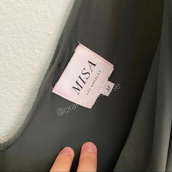 NEW MISA Los Angeles Sexy Green Ruched Bodycon Mini Dress Medium - Picture 3 of 11